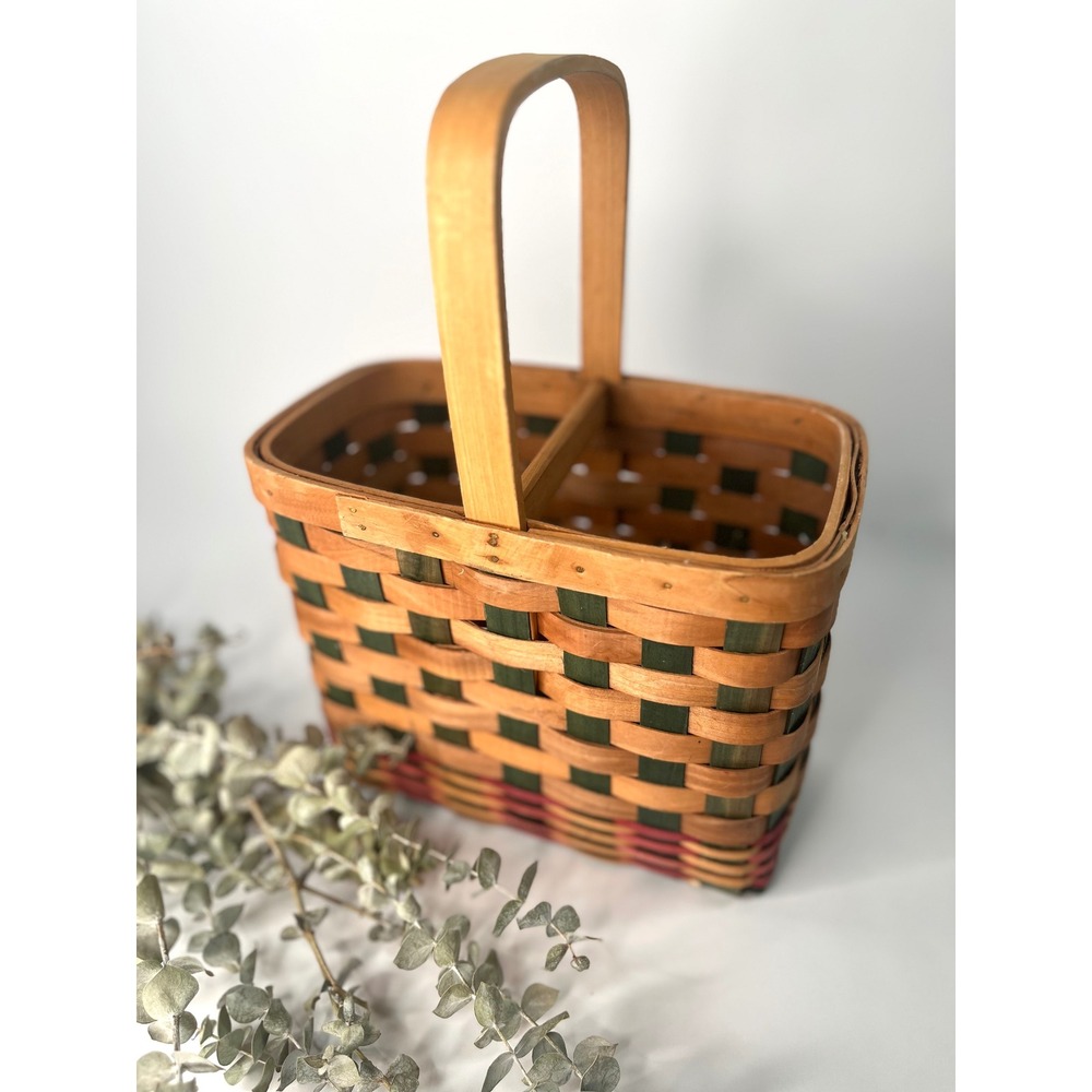 Vintage Basket Divider Hanging Cottagecore Wicker Basket Silverware Divide